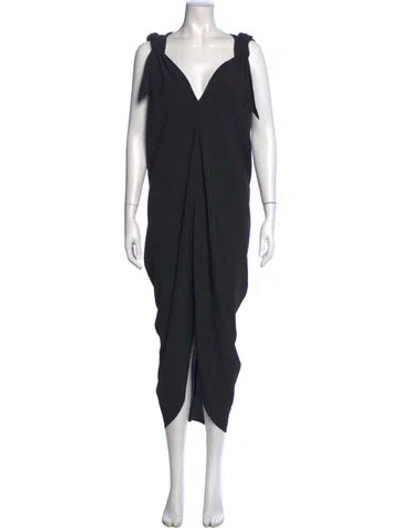 Pre-owned Hatch V-neck Long Dress In Black