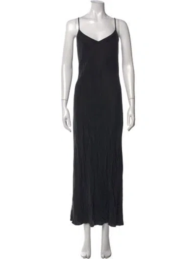 Pre-owned Hatch V-neck Long Dress In Black