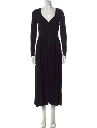 Pre-owned Hatch V-neck Long Dress In Black