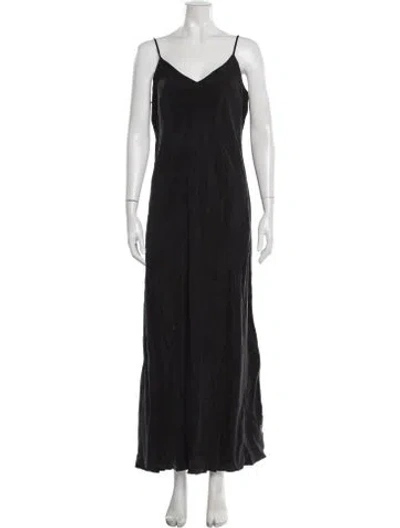 Pre-owned Hatch V-neck Long Dress In Black
