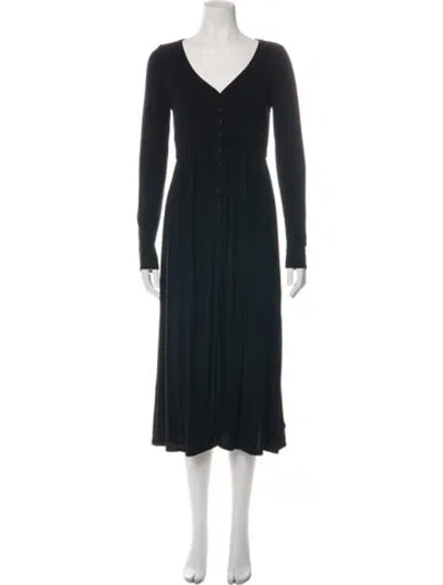 Pre-owned Hatch V-neck Long Dress In Black