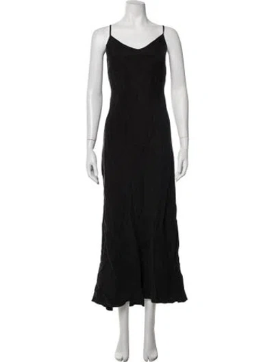 Pre-owned Hatch V-neck Long Dress In Black