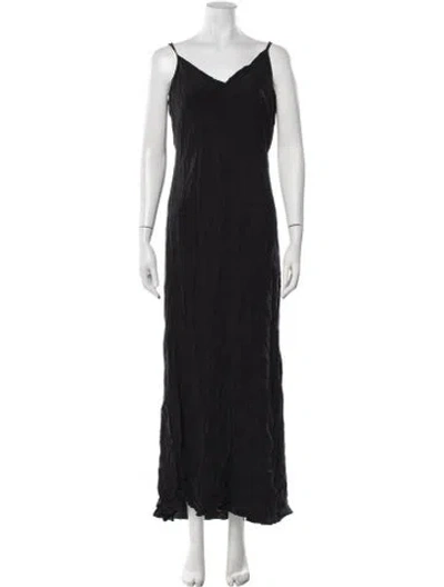 Pre-owned Hatch V-neck Long Dress In Black
