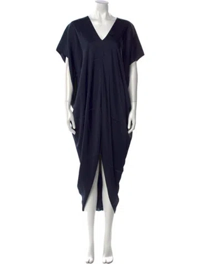 Pre-owned Hatch V-neck Long Dress In Blue