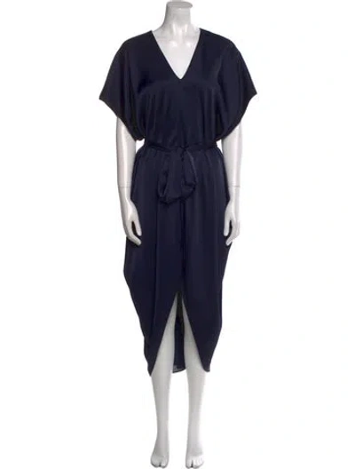 Pre-owned Hatch V-neck Long Dress In Blue