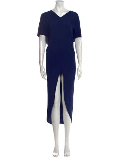 Pre-owned Hatch V-neck Long Dress In Blue