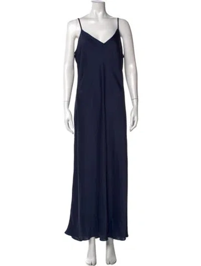 Pre-owned Hatch V-neck Long Dress In Blue
