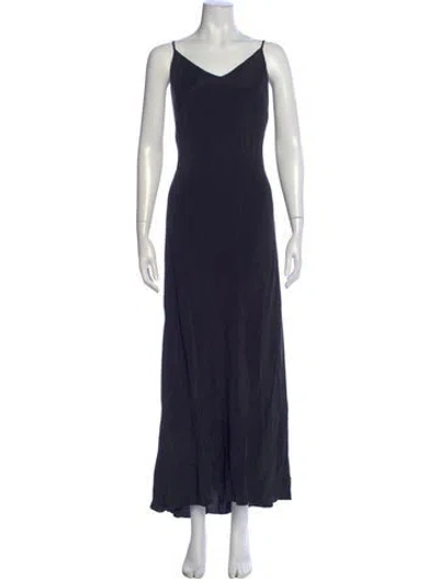 Pre-owned Hatch V-neck Long Dress In Blue