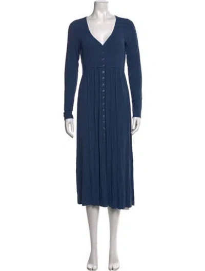 Pre-owned Hatch V-neck Long Dress In Blue