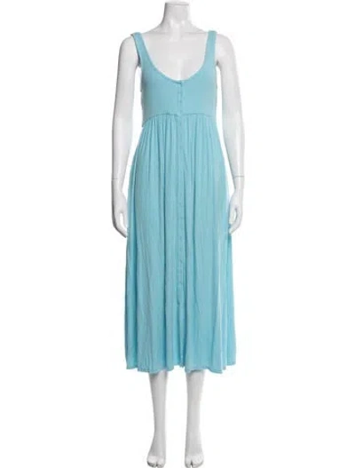 Pre-owned Hatch V-neck Long Dress In Blue