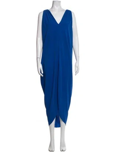 Pre-owned Hatch V-neck Long Dress In Blue