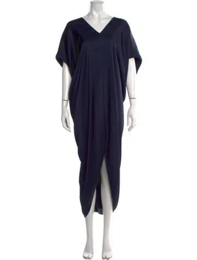 Pre-owned Hatch V-neck Long Dress In Blue