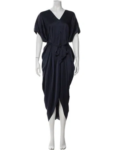 Pre-owned Hatch V-neck Long Dress In Blue