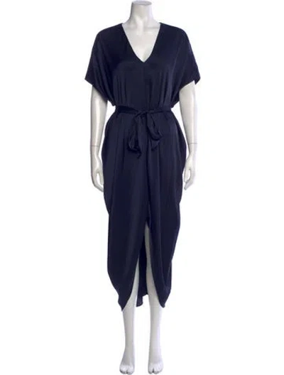 Pre-owned Hatch V-neck Long Dress In Blue