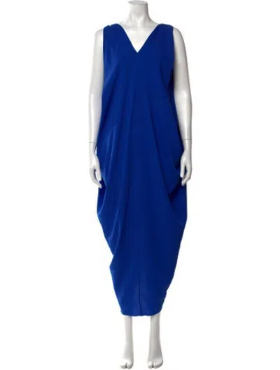 Pre-owned Hatch V-neck Long Dress In Blue