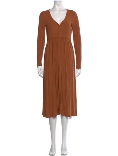 Pre-owned Hatch V-neck Long Dress In Brown