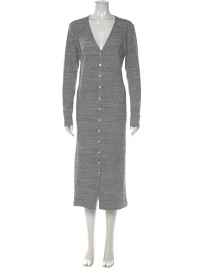 Pre-owned Hatch V-neck Long Dress In Gray