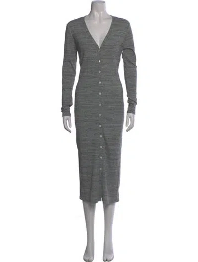 Pre-owned Hatch V-neck Long Dress In Gray