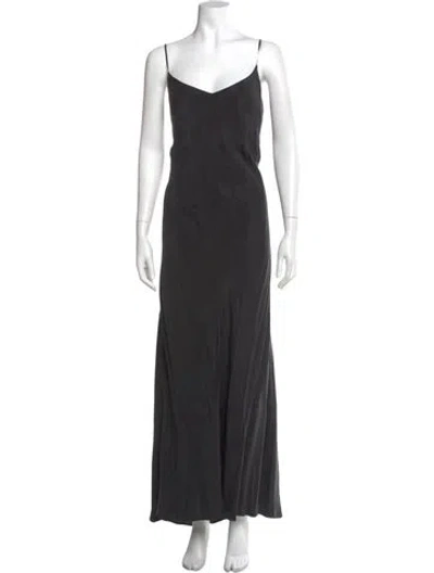 Pre-owned Hatch V-neck Long Dress In Gray