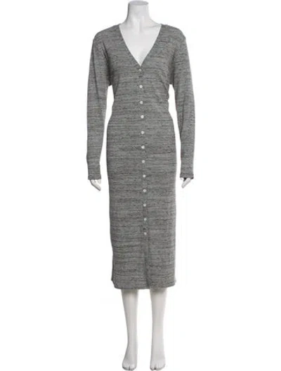 Pre-owned Hatch V-neck Long Dress In Gray