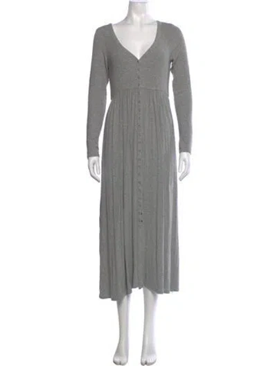 Pre-owned Hatch V-neck Long Dress In Gray