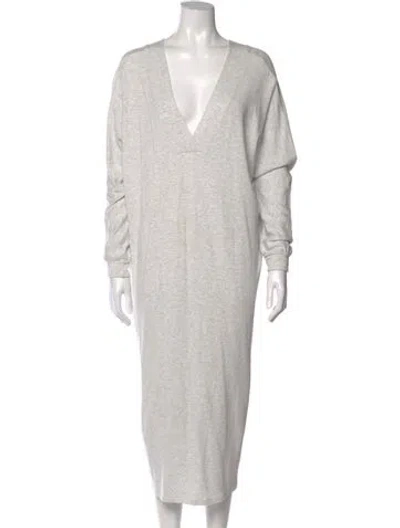 Pre-owned Hatch V-neck Long Dress In Gray