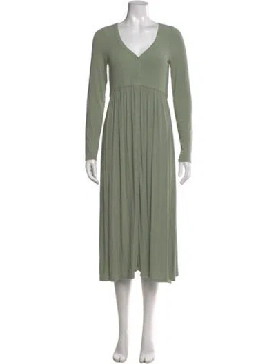 Pre-owned Hatch V-neck Long Dress In Green