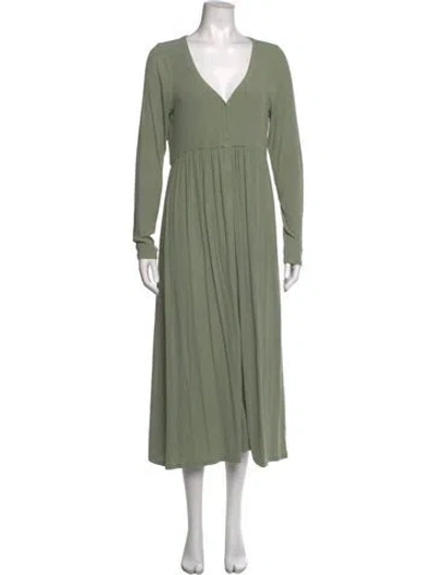 Pre-owned Hatch V-neck Long Dress In Green