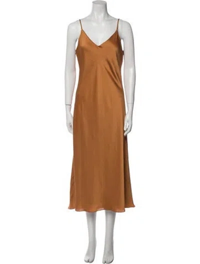 Pre-owned Hatch V-neck Long Dress In Neutral