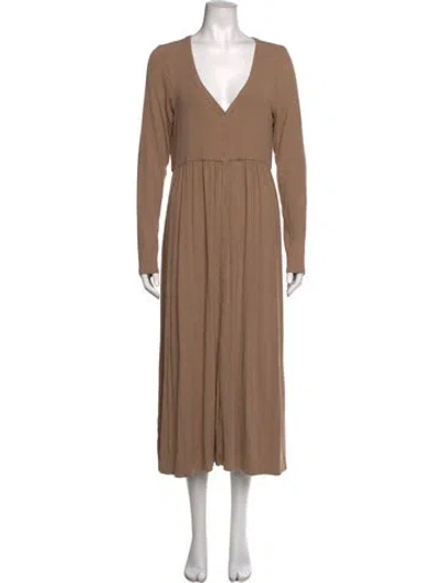 Pre-owned Hatch V-neck Long Dress In Neutrals