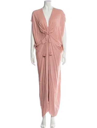 Pre-owned Hatch V-neck Long Dress In Pink