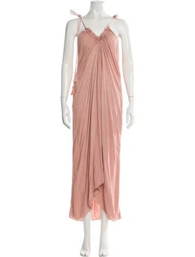 Pre-owned Hatch V-neck Long Dress In Pink