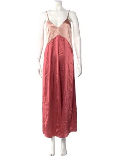 Pre-owned Hatch V-neck Long Dress In Pink