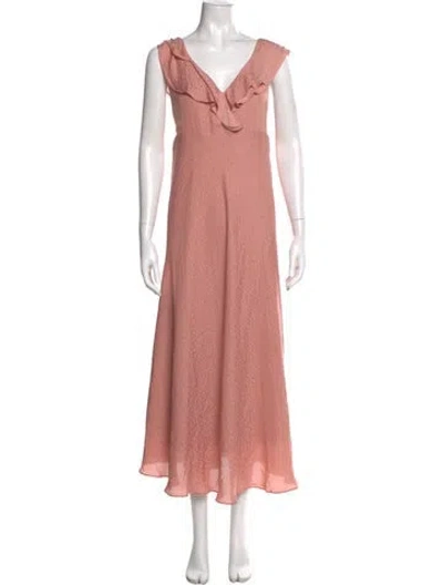 Pre-owned Hatch V-neck Long Dress In Pink