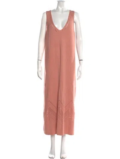 Pre-owned Hatch V-neck Long Dress In Pink