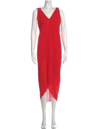 Pre-owned Hatch V-neck Long Dress In Red