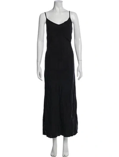 Pre-owned Hatch V-neck Long Dress W/ Tags In Black