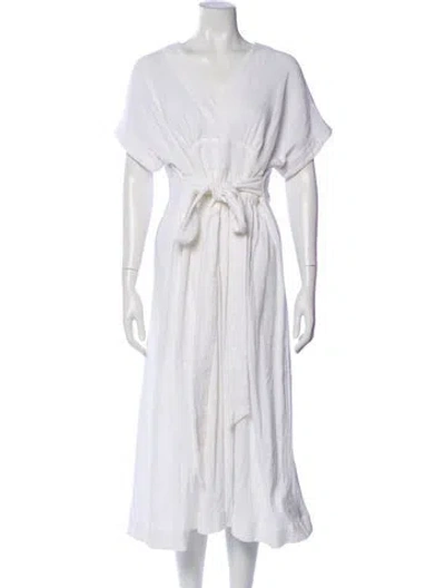 Pre-owned Hatch V-neck Long Dress In White