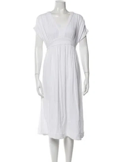 Pre-owned Hatch V-neck Long Dress In White