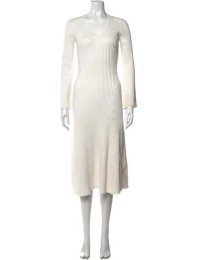 Pre-owned Hatch V-neck Long Dress In White