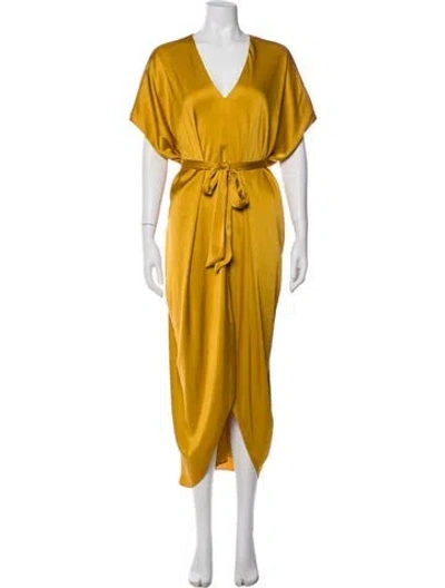 Pre-owned Hatch V-neck Long Dress In Yellow
