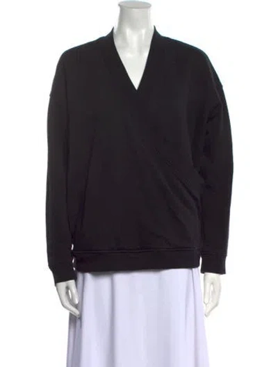Pre-owned Hatch V-neck Long Sleeve Sweatshirt In Black