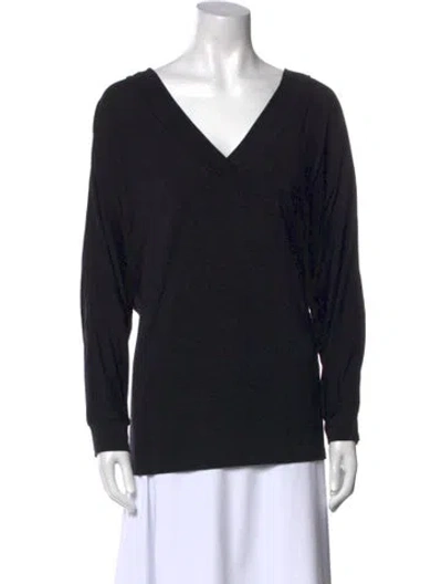Pre-owned Hatch V-neck Long Sleeve Sweatshirt In Black