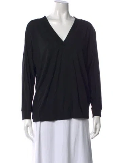 Pre-owned Hatch V-neck Long Sleeve Top In Black