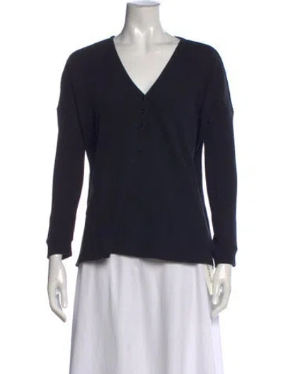 Pre-owned Hatch V-neck Long Sleeve Top In Black