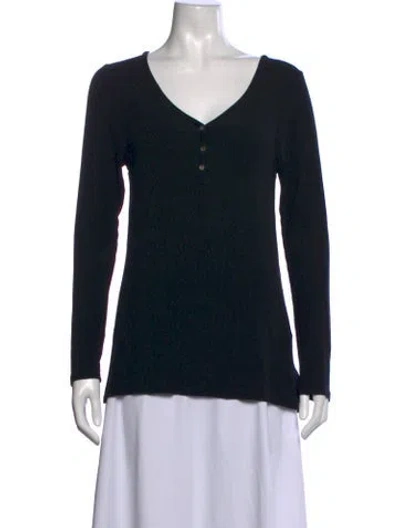 Pre-owned Hatch V-neck Long Sleeve Top In Black