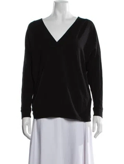 Pre-owned Hatch V-neck Long Sleeve Top In Black