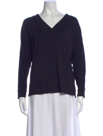 Pre-owned Hatch V-neck Long Sleeve Top In Blue