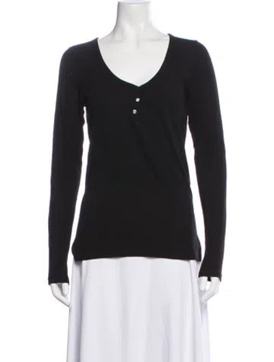 Pre-owned Hatch V-neck Long Sleeve Top In Blue