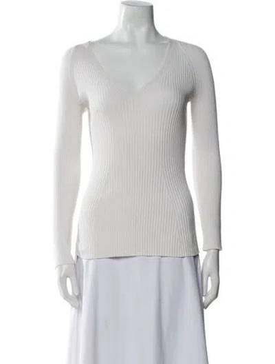 Pre-owned Hatch V-neck Long Sleeve Top In White